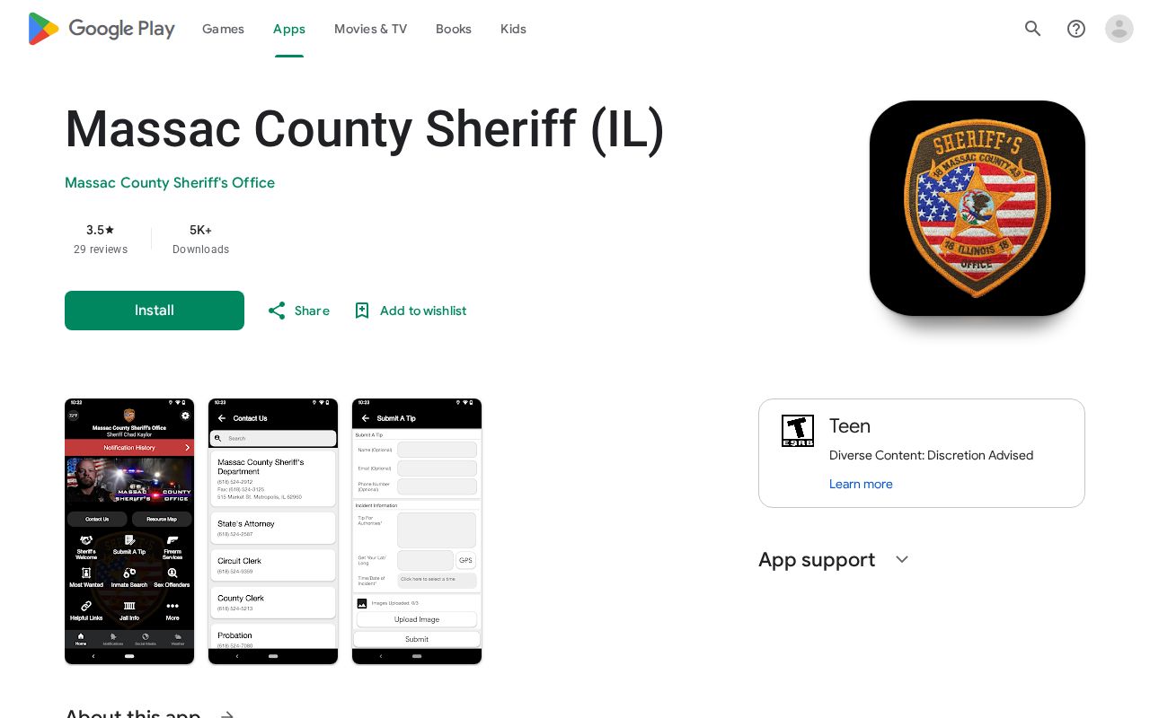 Official Massac County 24-hour release app listing