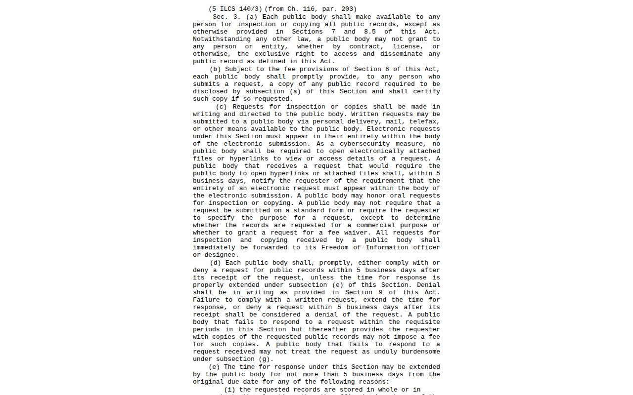 Illinois FOIA procedure for Massac County 72-hour release records