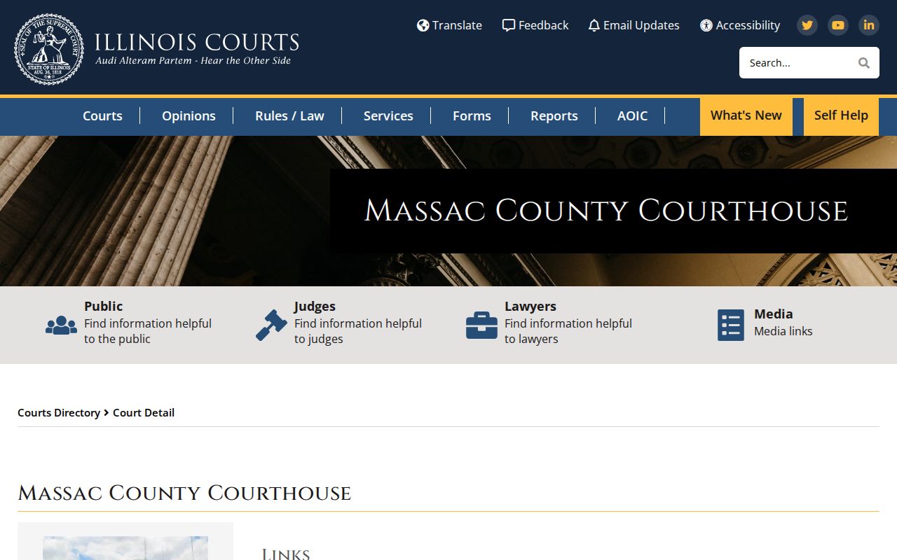 Massac County court directory for released inmate records